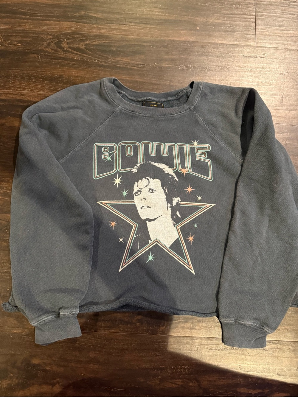 Original Retro Brand Dark Grey Bowie Graphic Crewneck Sweatshirt